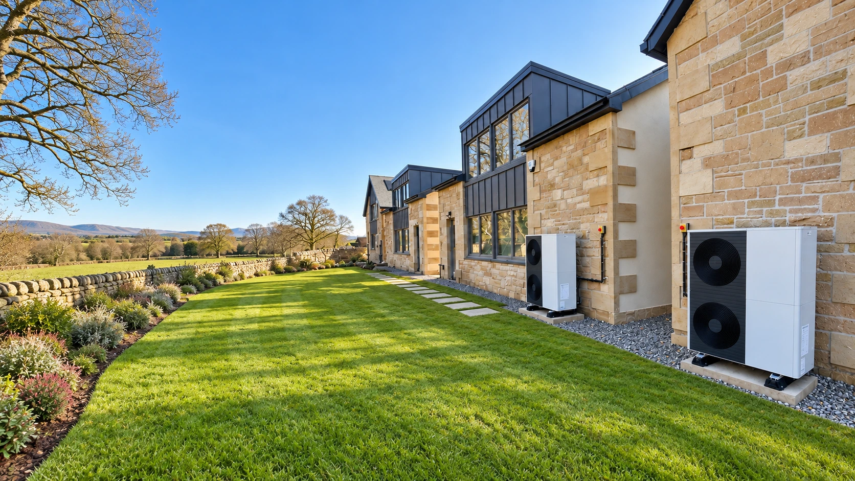 Air source heat pump installed outside a home
