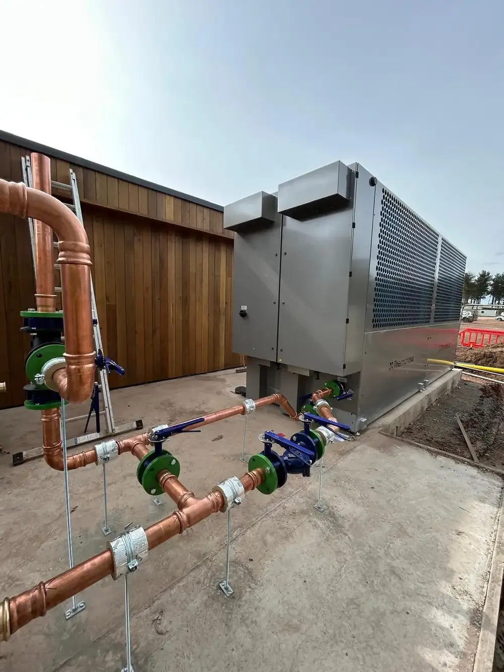 Commercial heat pump pipework installation