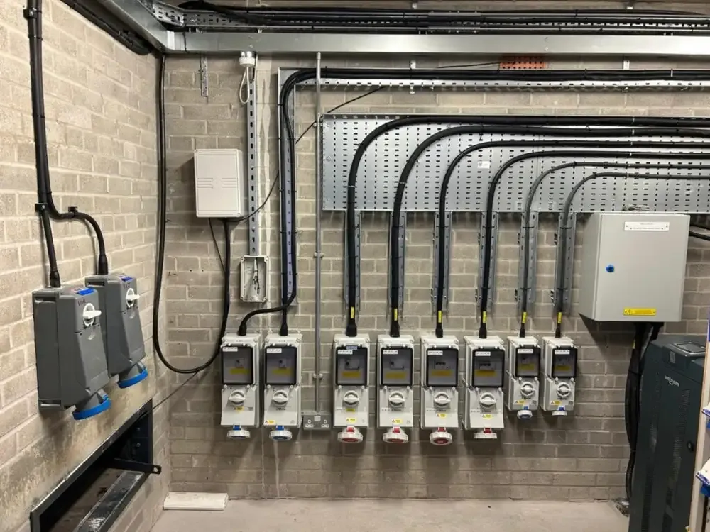 Bank of commercial meters and isolators installed with conduit containment