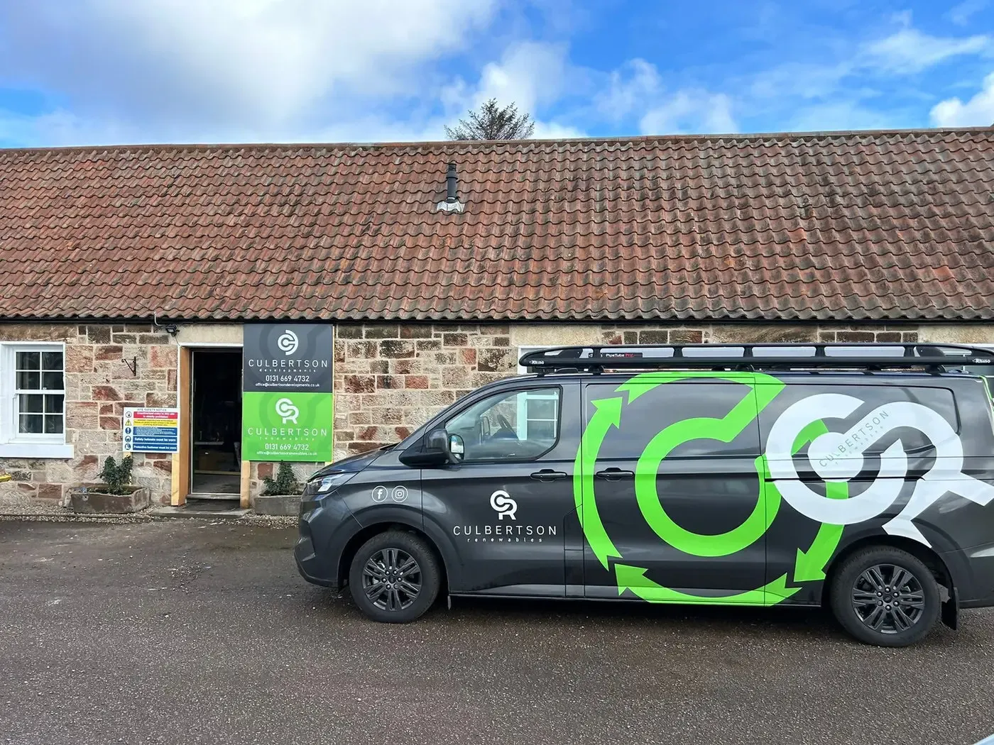 Culbertson Renewables van outside the Portobello office