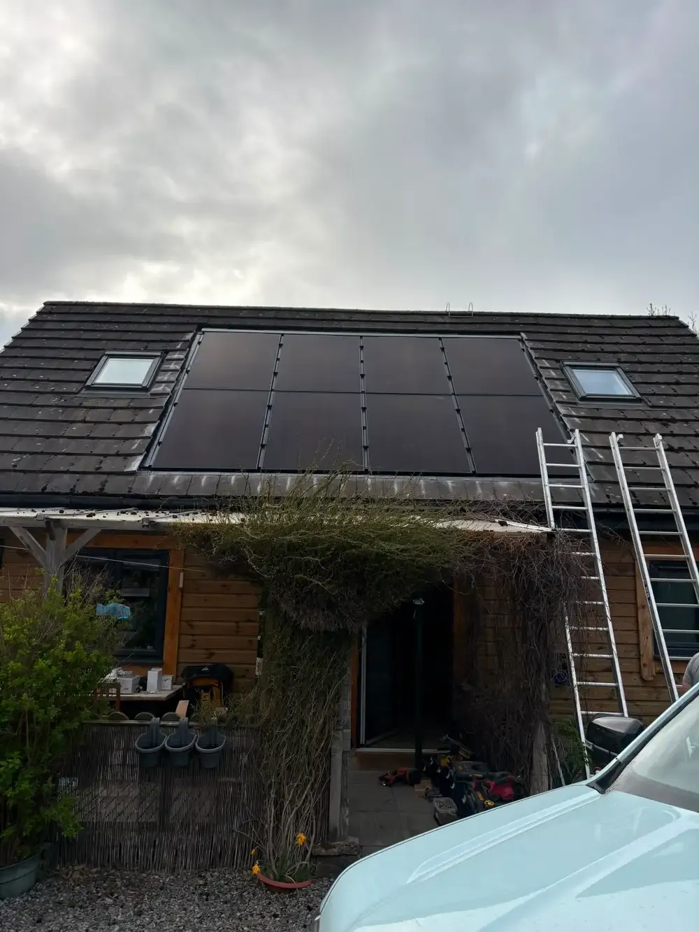 Solar PV panels installed across a domestic roof in Edinburgh